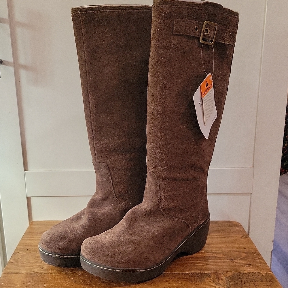 CROCS Brown Over the Knee Boots